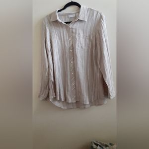 Susan Graver Oversized, striped button down tunic. Size Large petite